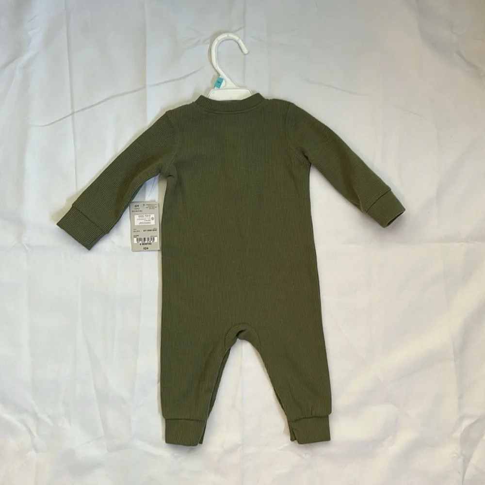 Okie Dokie 6M One Piece Olive Green with Snap bottom. NWT.